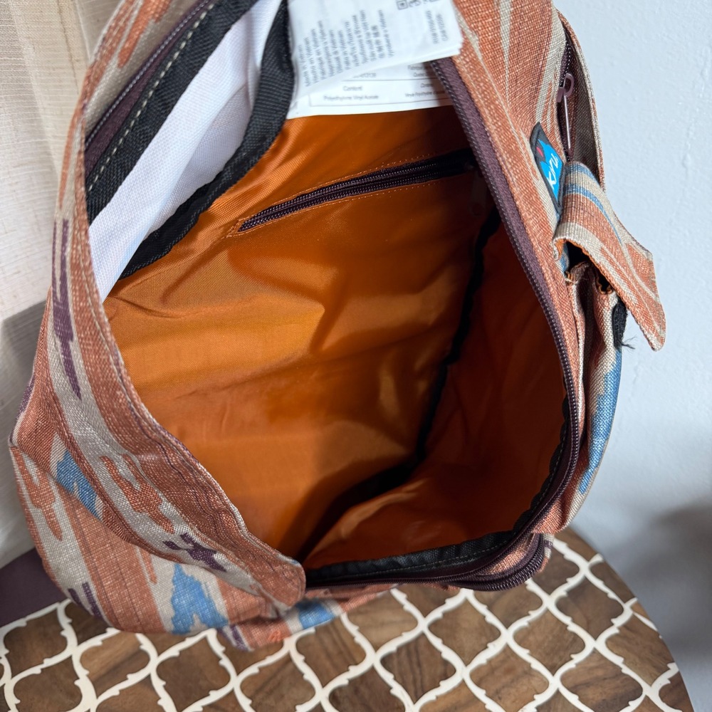 KAVU Rope Bag Sling Backpack Southwestern Rust Blue Tumbleweed Ikat EXCELLENT - Picture 6 of 7